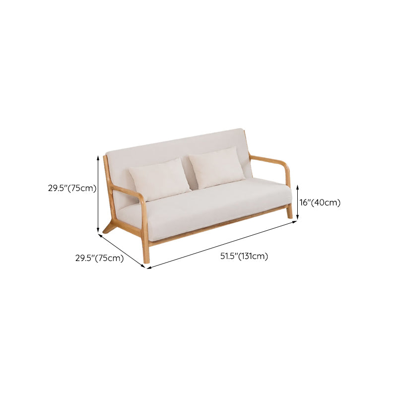 Nordic Solid Wood Sofa 3-Seater Square Arm Sofa with Single Cushion Seat