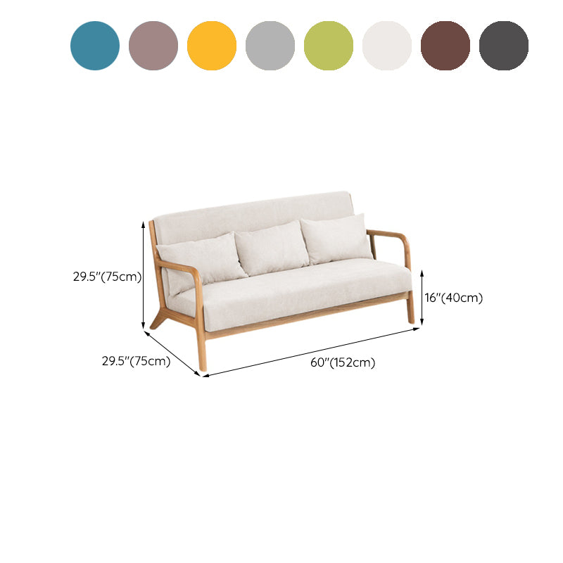 Nordic Solid Wood Sofa 3-Seater Square Arm Sofa with Single Cushion Seat