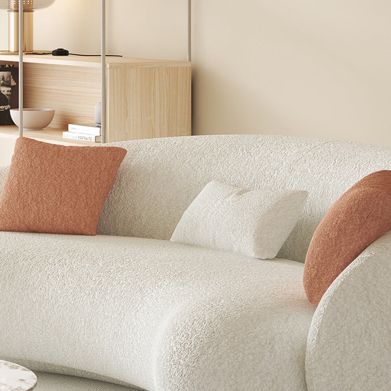 Sloped Arm Curved Sofa Nordic Wool Simple Sofa in White of 27.6" H