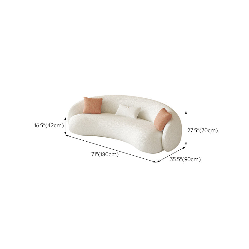 Sloped Arm Curved Sofa Nordic Wool Simple Sofa in White of 27.6" H