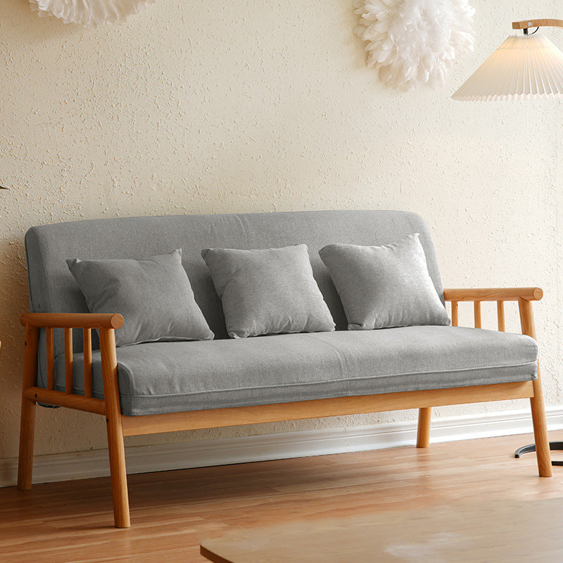 3-Seater Solid Wood Sofa Scandinavian Single Cushion Seat with Pillows
