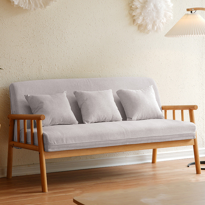 3-Seater Solid Wood Sofa Scandinavian Single Cushion Seat with Pillows