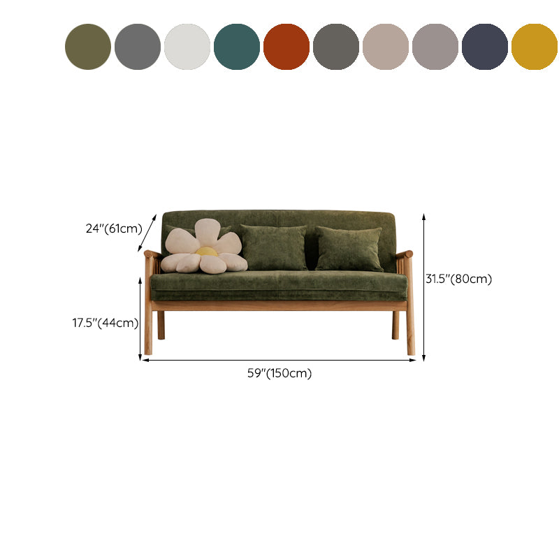 3-Seater Solid Wood Sofa Scandinavian Single Cushion Seat with Pillows