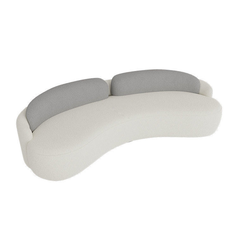 Scandinavian 39.4-In D Curved Sofa Wool & Faux Leather Simple Sofa