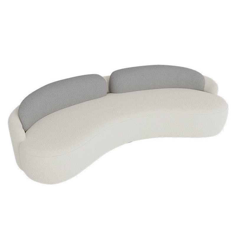 Scandinavian 39.4-In D Curved Sofa Wool & Faux Leather Simple Sofa