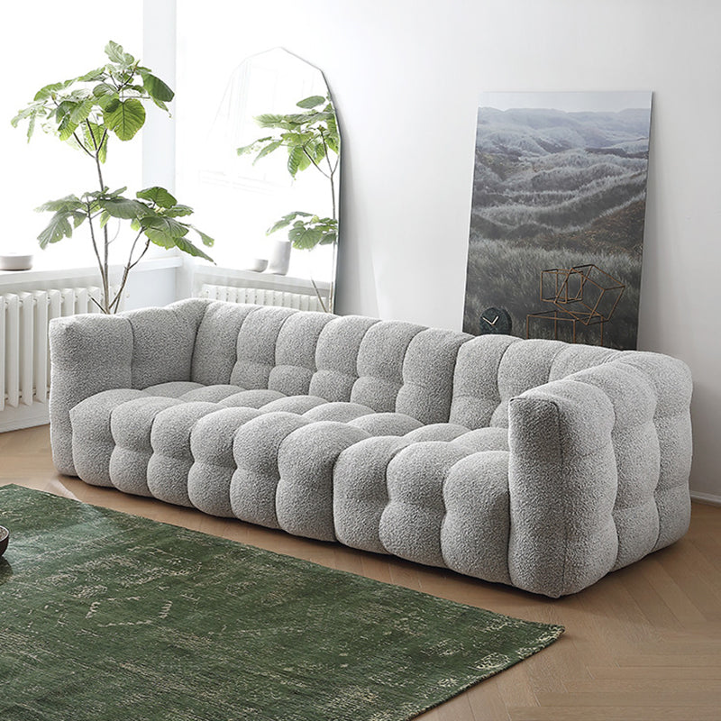 Beige and Gray Standard Seating Tuxedo Arm Sofa Biscuit Back for Apartment