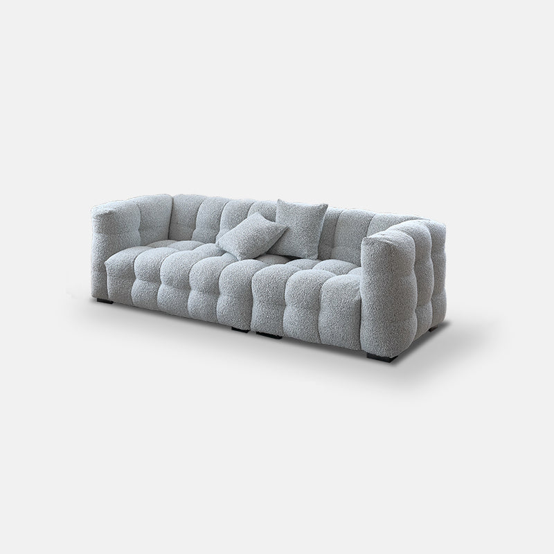 Beige and Gray Standard Seating Tuxedo Arm Sofa Biscuit Back for Apartment