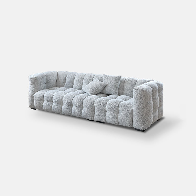 Beige and Gray Standard Seating Tuxedo Arm Sofa Biscuit Back for Apartment