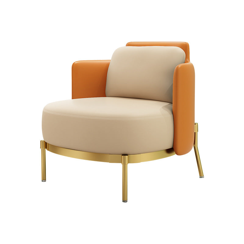 Tuxedo Arm Standard Sofa Leather and Iron Seating in Beige for Bonus Room