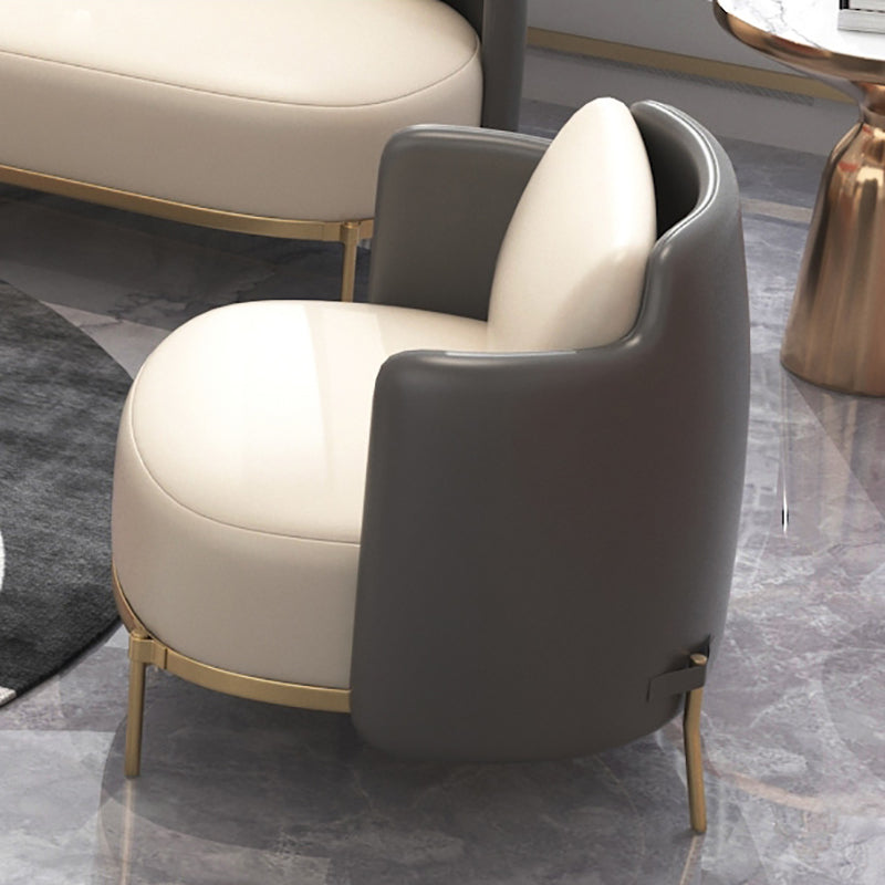Tuxedo Arm Standard Sofa Leather and Iron Seating in Beige for Bonus Room