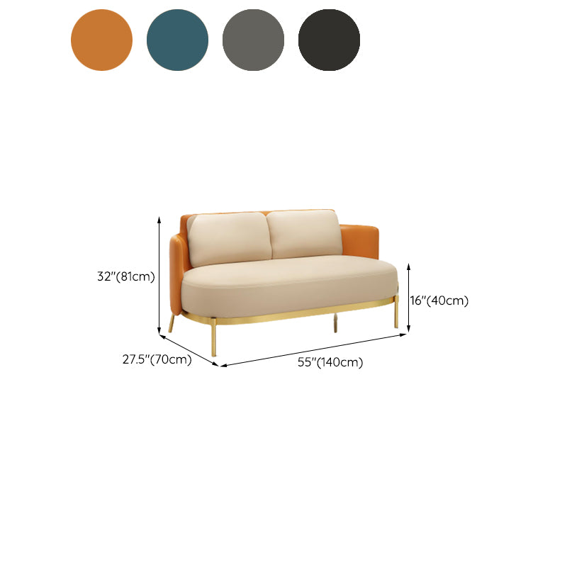 Tuxedo Arm Standard Sofa Leather and Iron Seating in Beige for Bonus Room