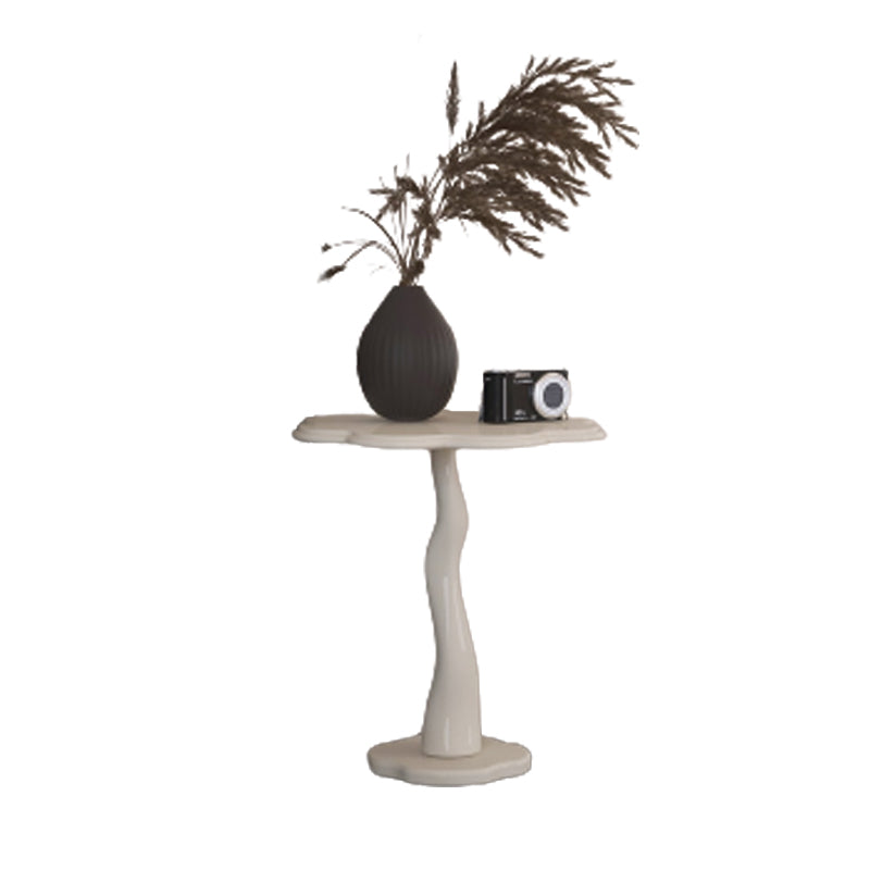 Contemporary Wood Side Table with Cloud Shap Top and 1 Leg Base