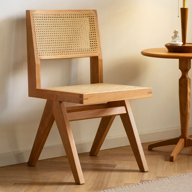 Wood Modern Dining Side Chair Cane Back Dining Chairs for Home