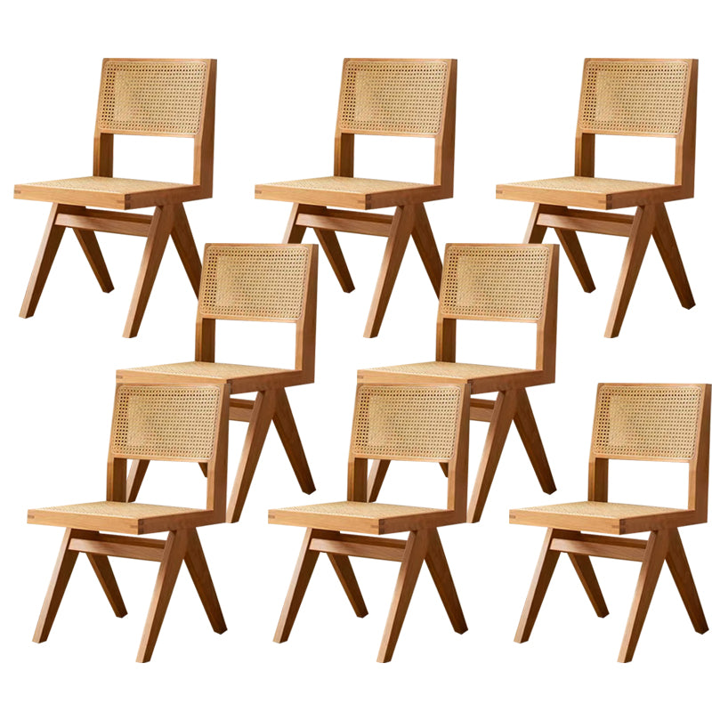 Wood Modern Dining Side Chair Cane Back Dining Chairs for Home