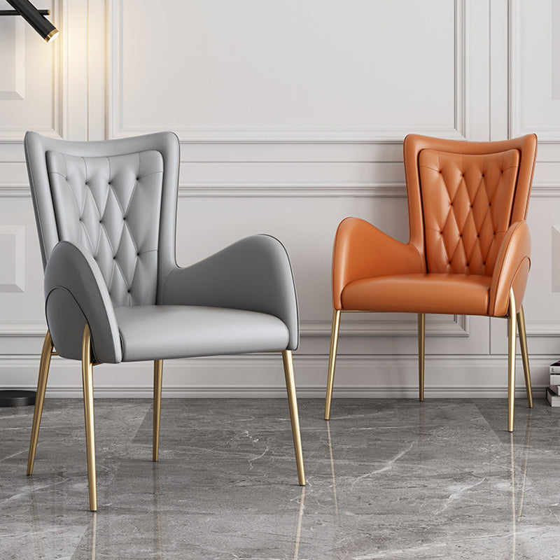 Metal Glam Style Side Chair Parsons Arm Chair with Gold Legs