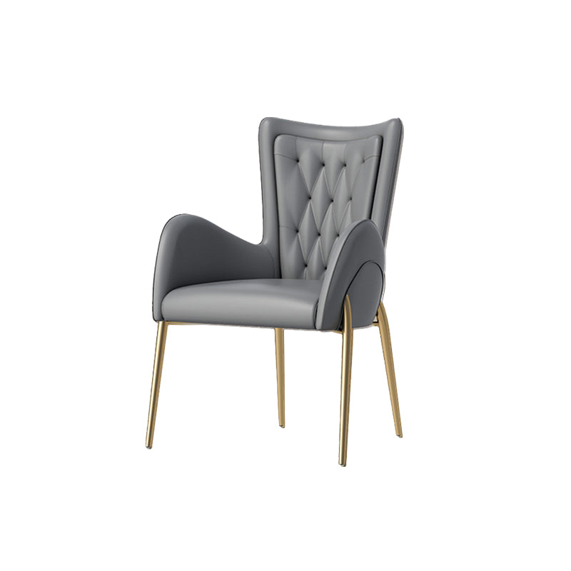 Metal Glam Style Side Chair Parsons Arm Chair with Gold Legs