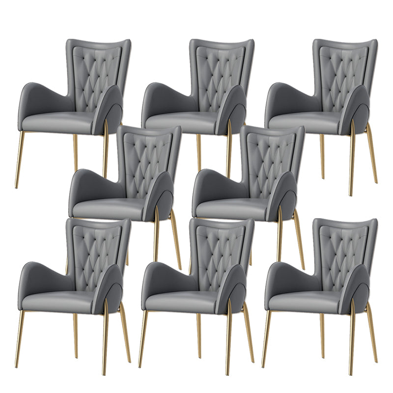 Metal Glam Style Side Chair Parsons Arm Chair with Gold Legs