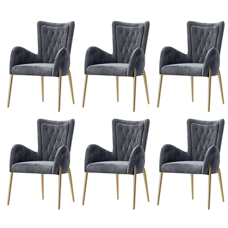 Metal Glam Style Side Chair Parsons Arm Chair with Gold Legs