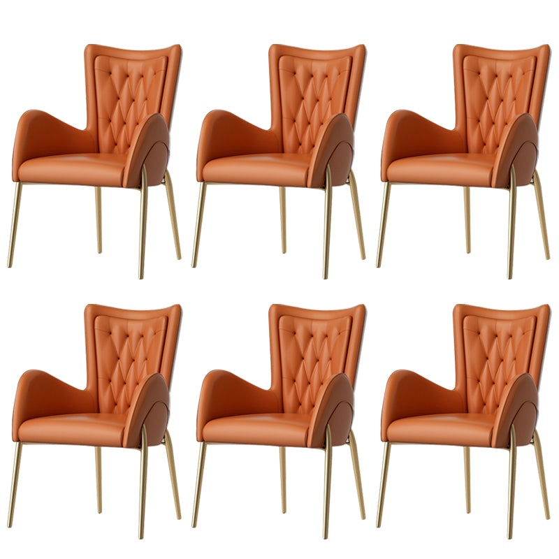 Metal Glam Style Side Chair Parsons Arm Chair with Gold Legs