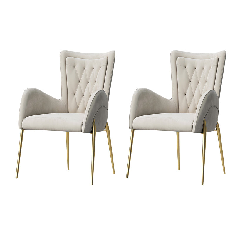 Metal Glam Style Side Chair Parsons Arm Chair with Gold Legs