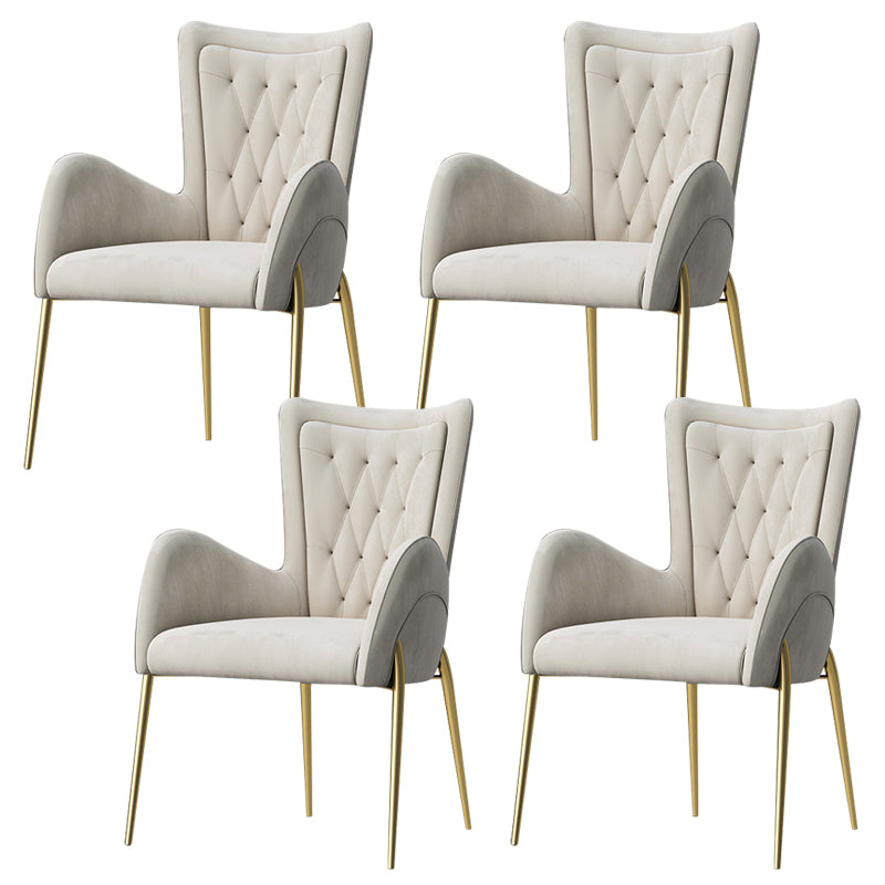 Metal Glam Style Side Chair Parsons Arm Chair with Gold Legs