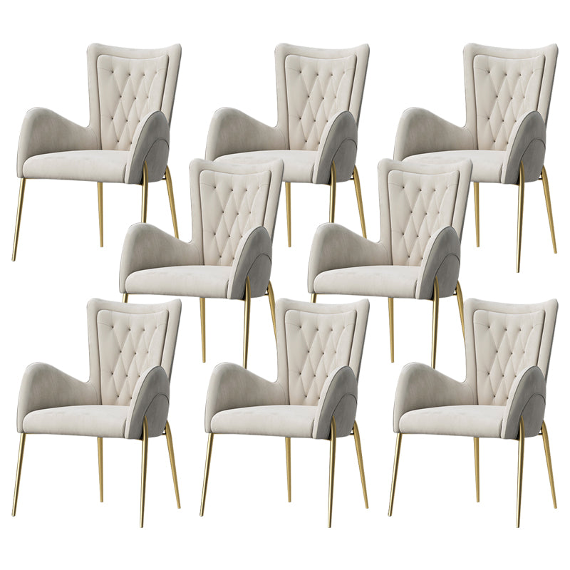 Metal Glam Style Side Chair Parsons Arm Chair with Gold Legs