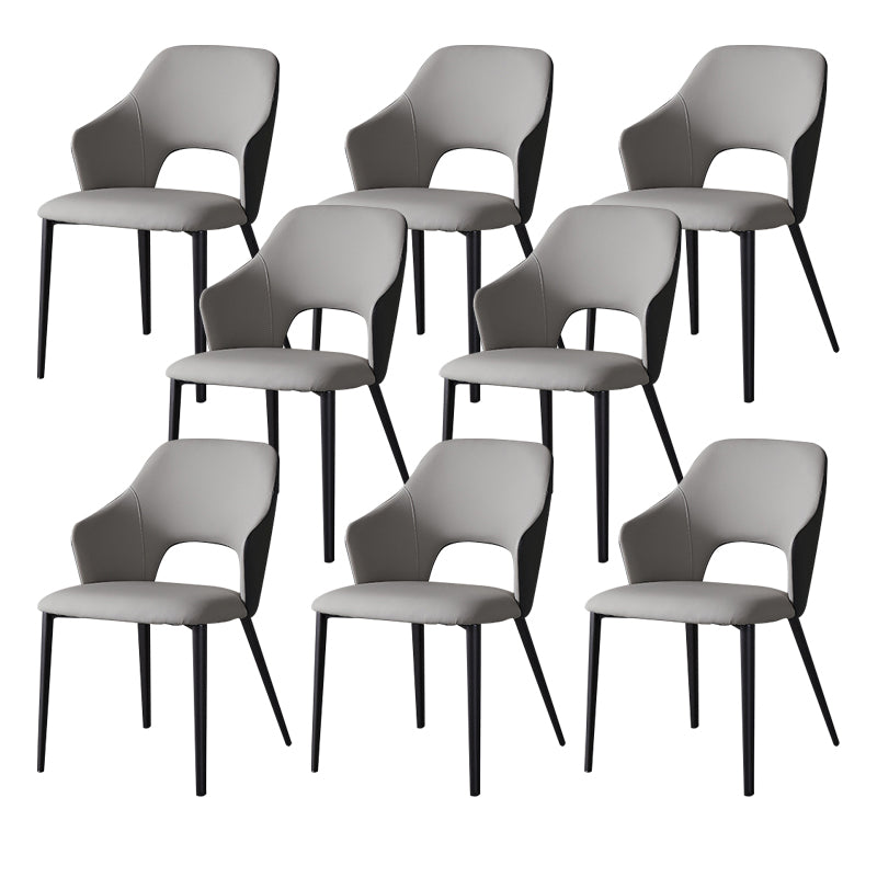 Contemporary Faux Leather Dining Chairs Black Legs Arm Chair