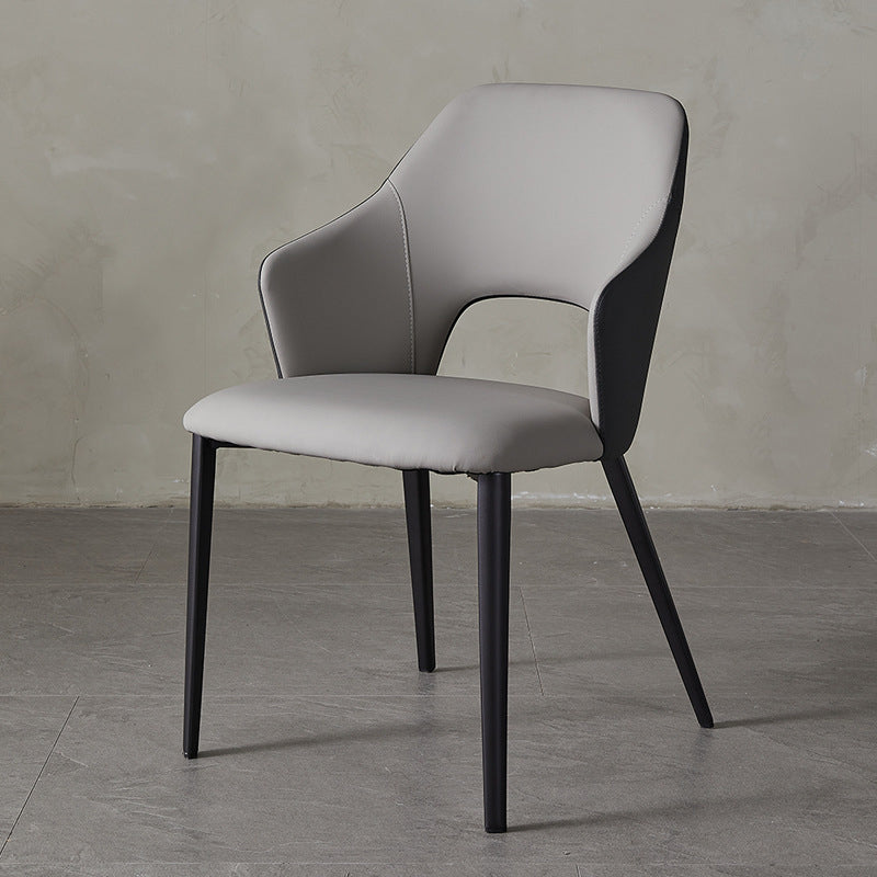 Contemporary Faux Leather Dining Chairs Black Legs Arm Chair