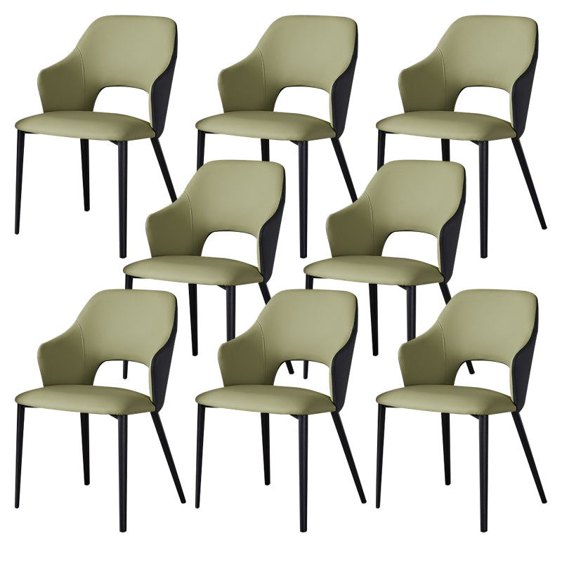 Contemporary Faux Leather Dining Chairs Black Legs Arm Chair