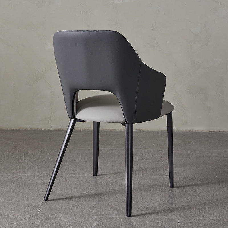 Contemporary Faux Leather Dining Chairs Black Legs Arm Chair