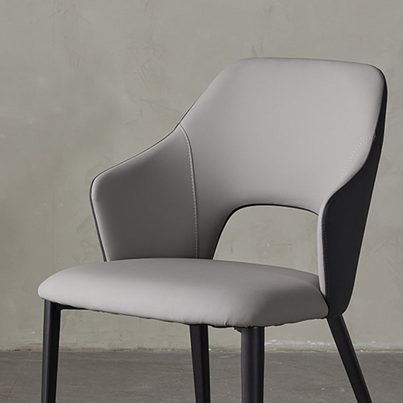Contemporary Faux Leather Dining Chairs Black Legs Arm Chair