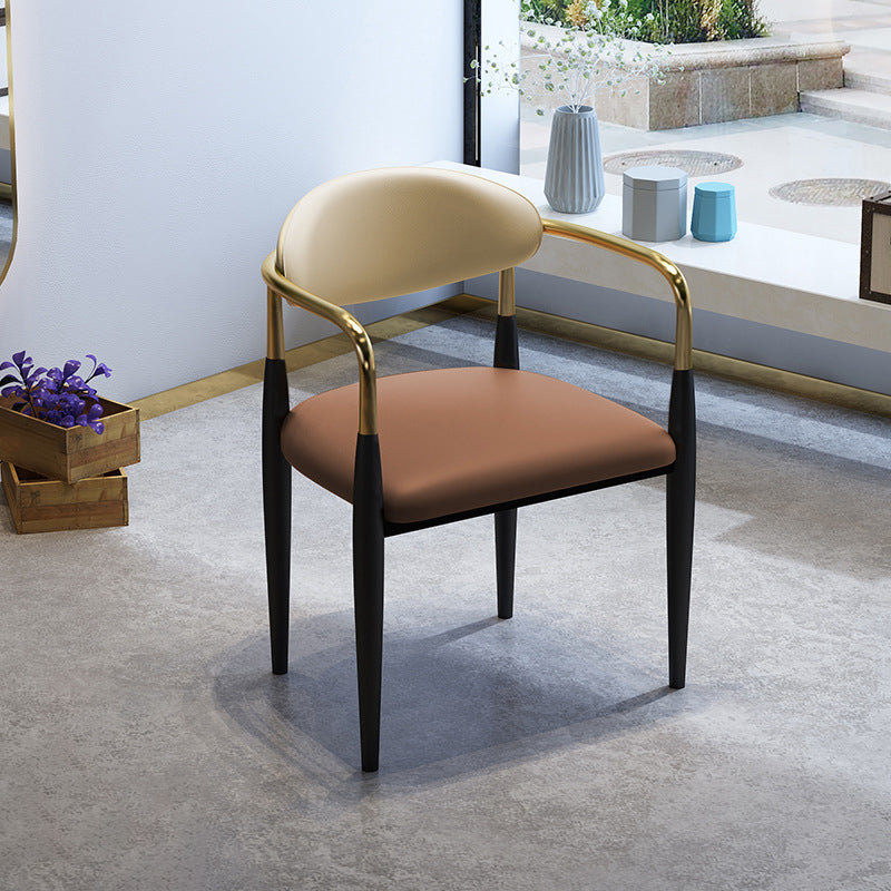 Faux Leather Dining Side Chair Open Back Home Dining Side Chair