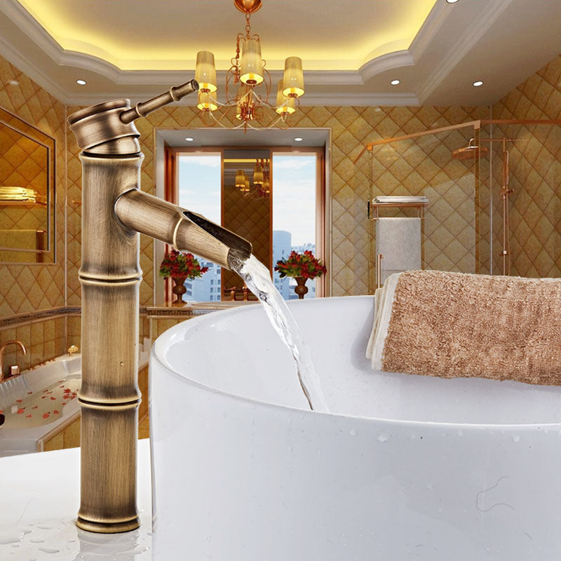 Lever Handle Vanity Sink Faucet Country Low Arc Faucet Single Hole Bathroom Faucet