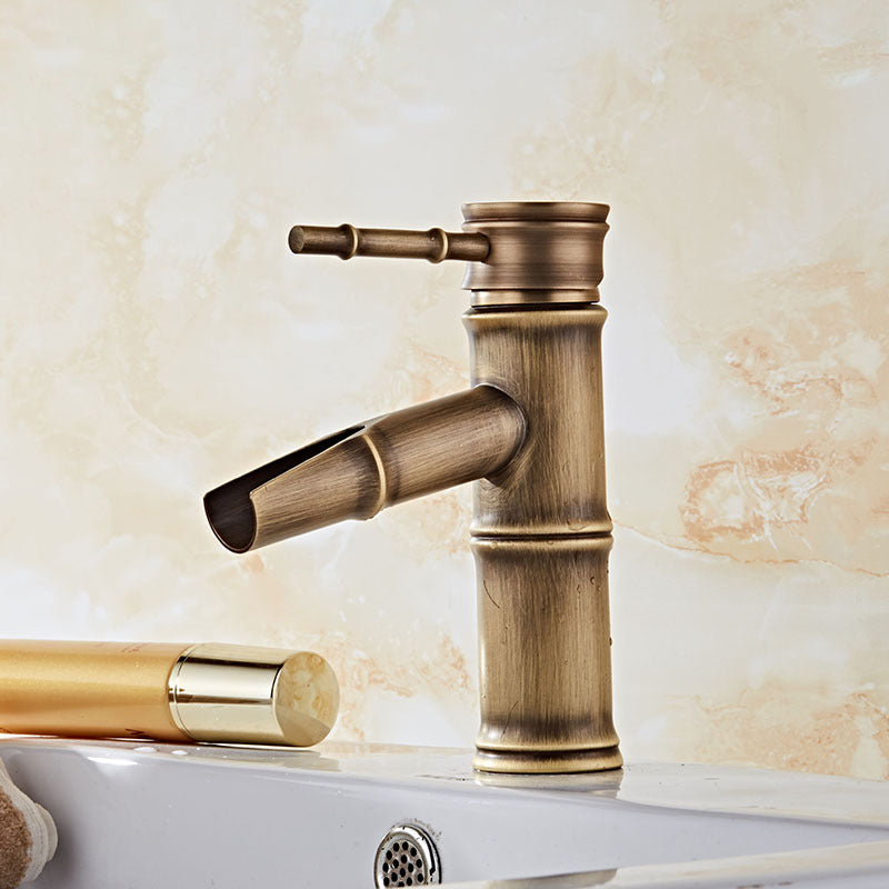 Lever Handle Vanity Sink Faucet Country Low Arc Faucet Single Hole Bathroom Faucet