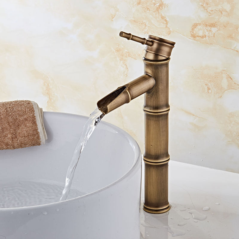 Lever Handle Vanity Sink Faucet Country Low Arc Faucet Single Hole Bathroom Faucet