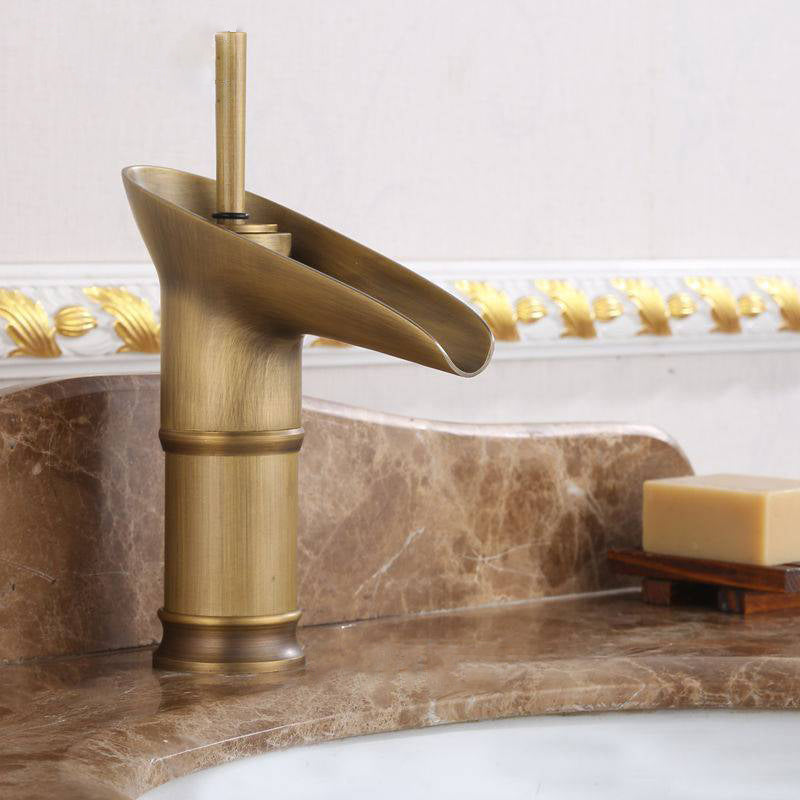 Circular Farmhouse Vessel Faucet Brass Lever Handle Bathroom Faucet