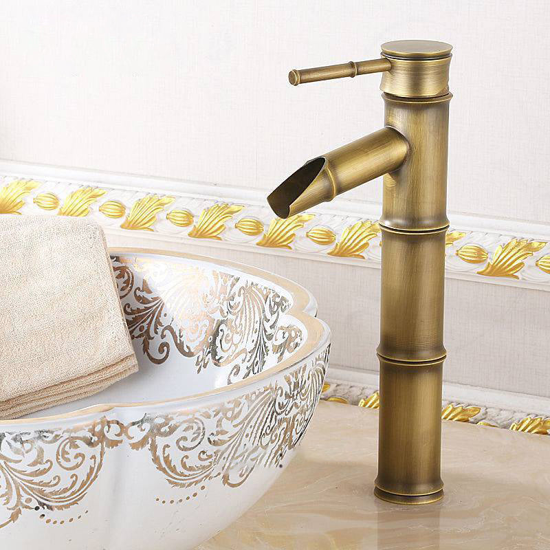Circular Farmhouse Vessel Faucet Brass Lever Handle Bathroom Faucet