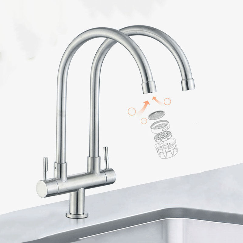 Double Handle Kitchen Faucet  2-Function Faucet with Deck Plate