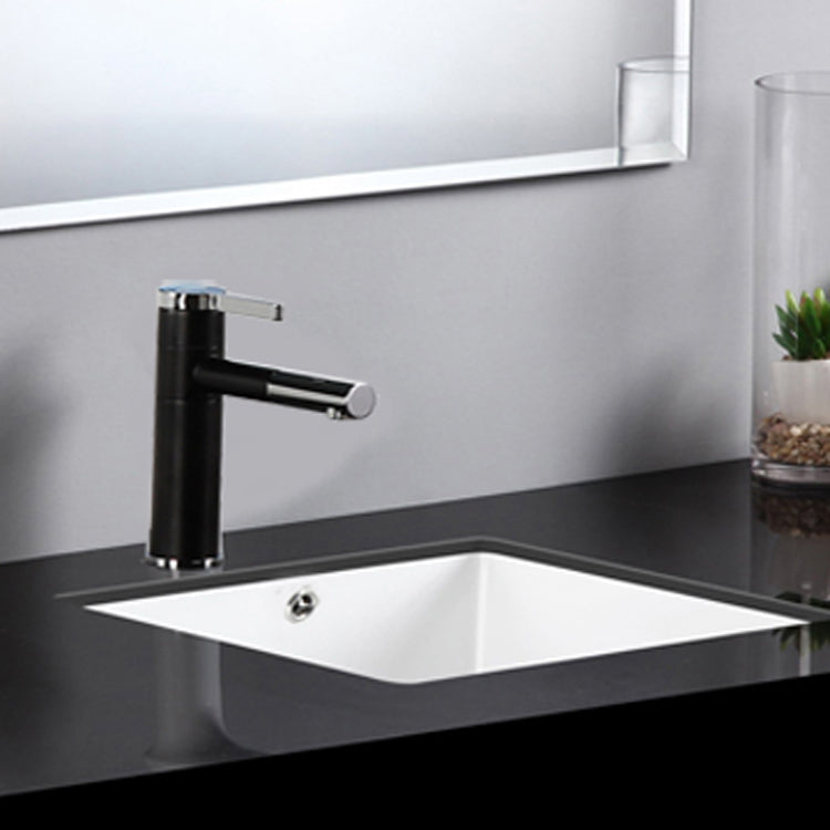 Modern Bathroom Sink Square Ceramic 1-Hole Overflow Sink with Faucet