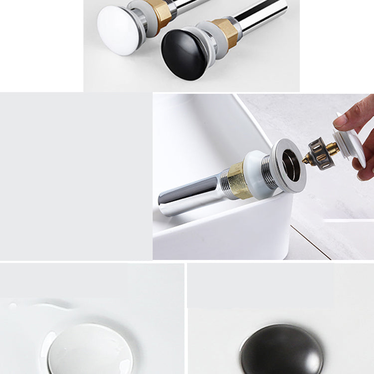 Modern Bathroom Sink Square Ceramic 1-Hole Overflow Sink with Faucet