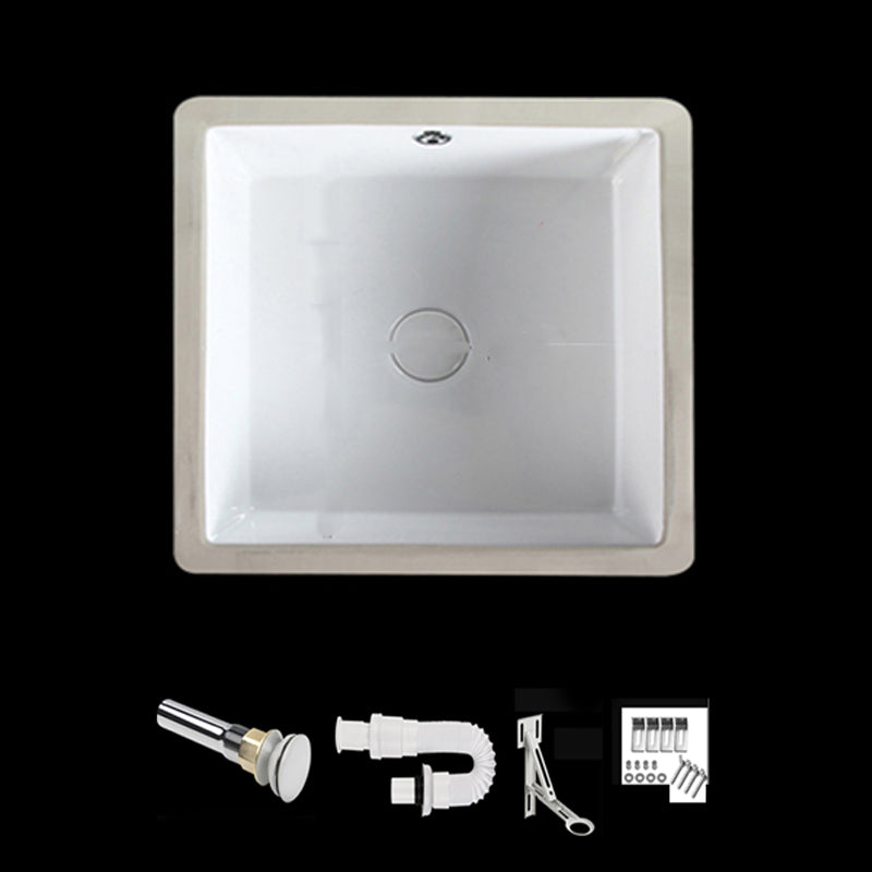 Modern Bathroom Sink Square Ceramic 1-Hole Overflow Sink with Faucet