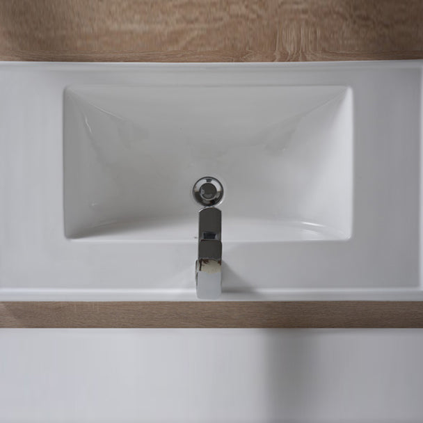 Modern Bathroom Sink Porcelain Rectangular Drop-in Bathroom Sink with Pop-Up Drain