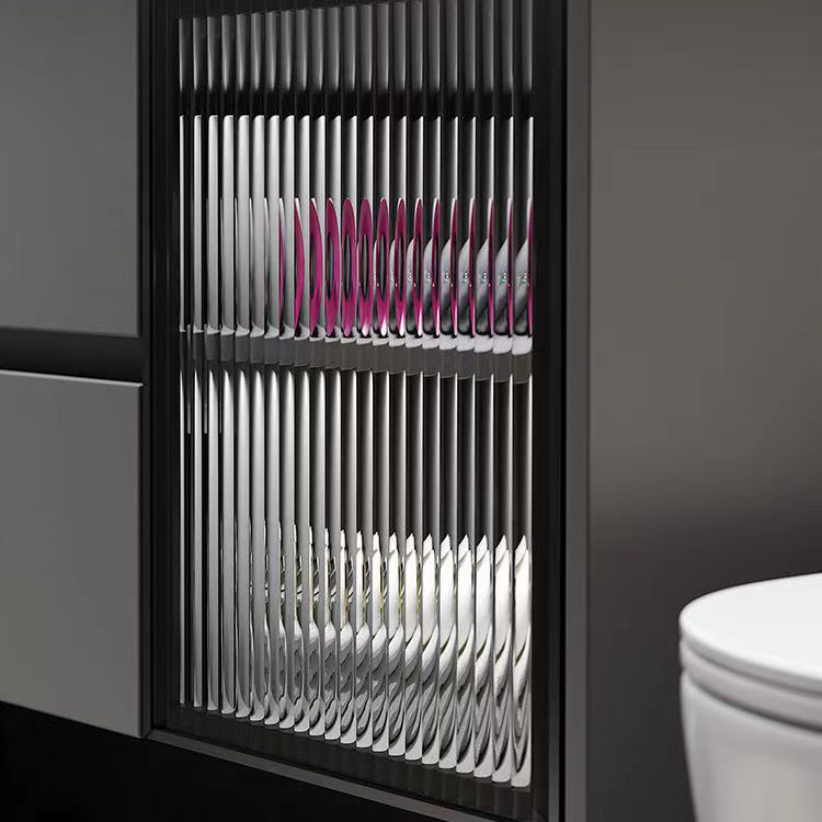 Wall Mount Bath Vanity Grey Metal Frame Mirror Single Sink Bathroom Vanity with Drawers