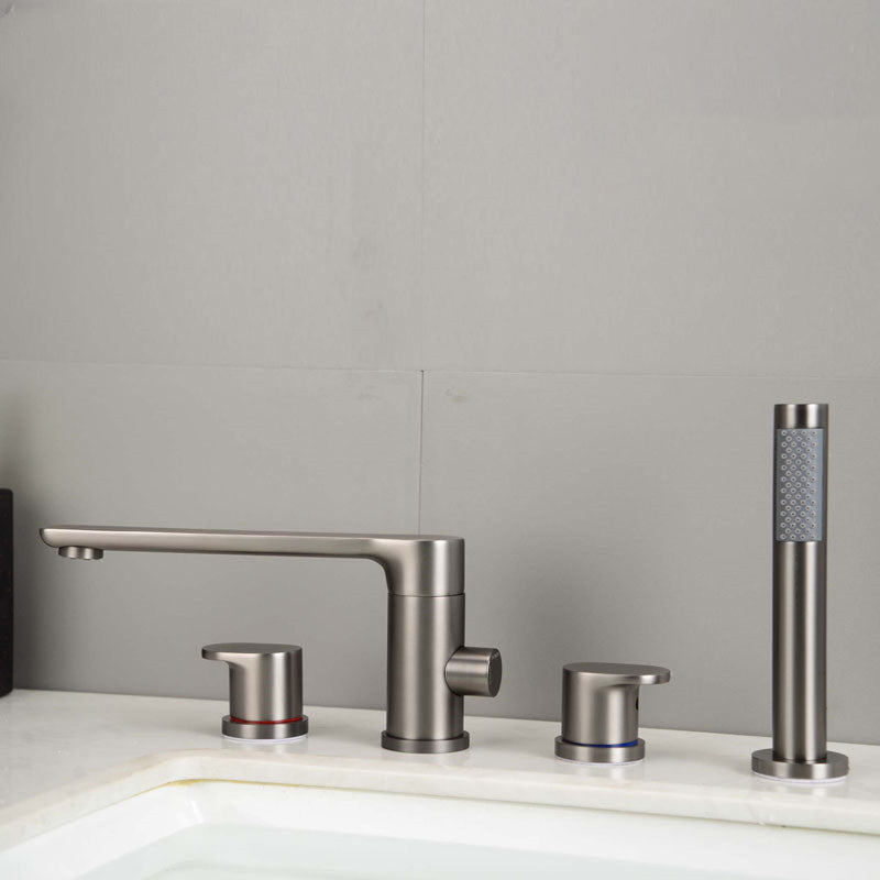 Deck Mounted Copper Roman Tub Faucet Low Arc Roman Freestanding Faucet