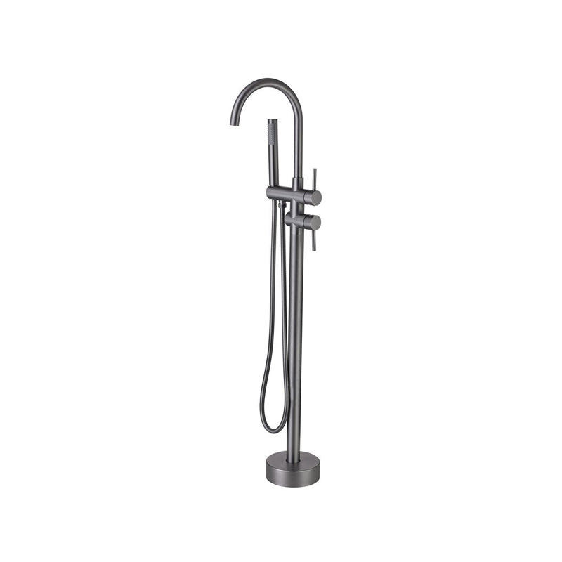 Modern Floor Mounted Metal Freestanding Tub Filler Swivel High Arc Freestanding Faucet