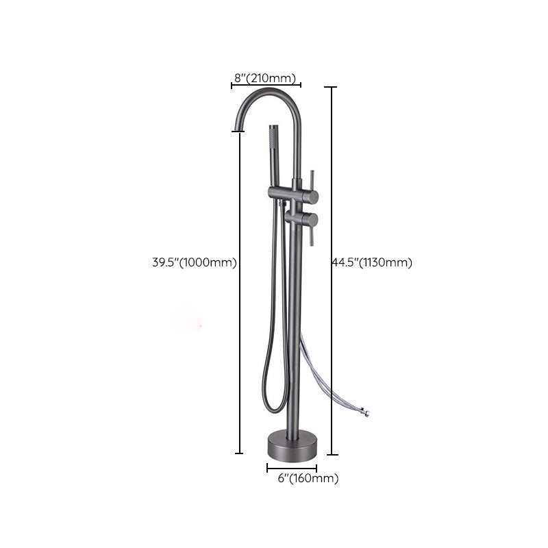 Modern Floor Mounted Metal Freestanding Tub Filler Swivel High Arc Freestanding Faucet