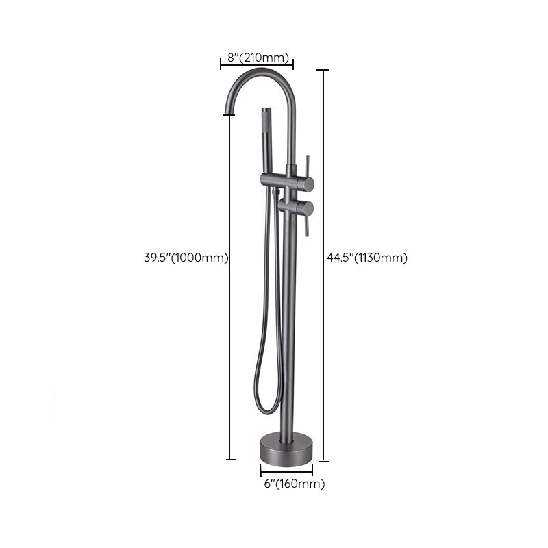 Modern Floor Mounted Metal Freestanding Tub Filler Swivel High Arc Freestanding Faucet