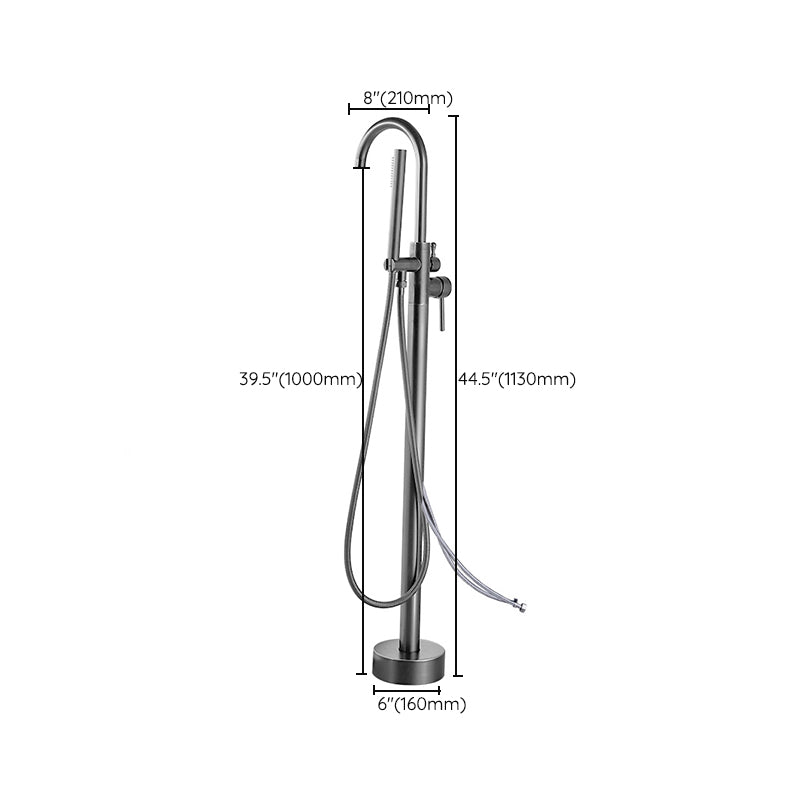 Modern Floor Mounted Metal Freestanding Tub Filler Swivel High Arc Freestanding Faucet