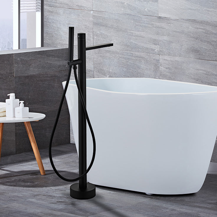 Floor Mounted Metal Freestanding Tub Filler Swivel Low Arc Freestanding Faucet