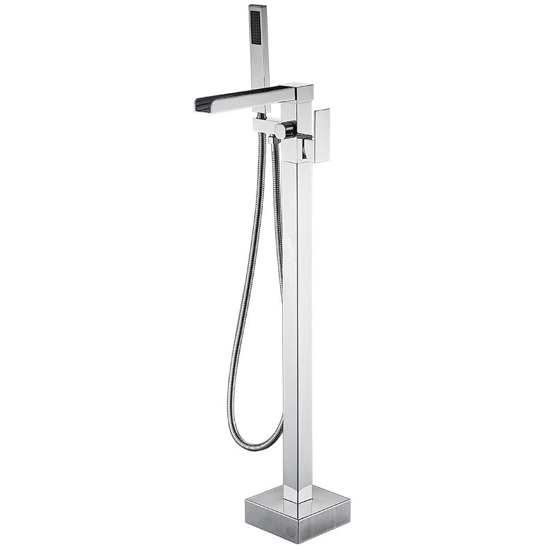 Floor Mounted Metal Freestanding Tub Filler Swivel High Arc Freestanding Faucet